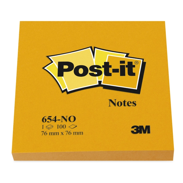 Een Memoblok Post-it 654 76x76mm oranje 100 vel koop je bij Hoekmankantoorartikelen.nl