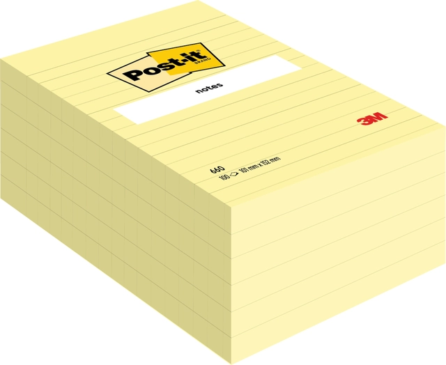 Een Memoblok Post-it 660 lijn 102x152mm canary yellow koop je bij Hoekmankantoorartikelen.nl