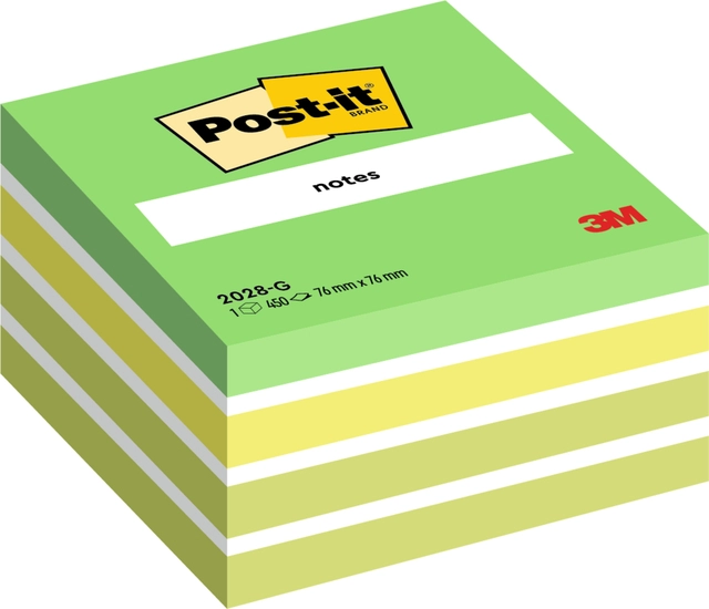 Een Memoblok Post-it 2028 76x76mm kubus pastel groen koop je bij Hoekmankantoorartikelen.nl