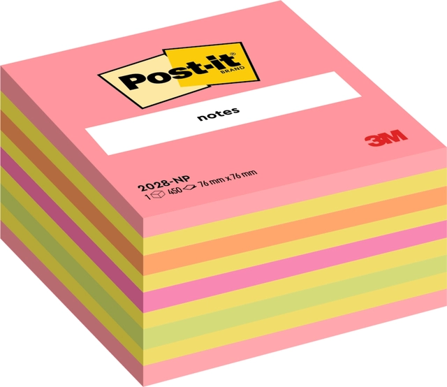 Een Memoblok Post-it 2028 76x76mm kubus neon kleuren koop je bij Hoekmankantoorartikelen.nl