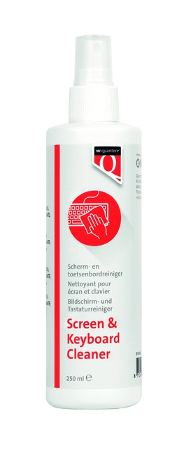 Een Reinigingsspray scherm/toetsenbord Quantore 250ml koop je bij VHK Kantoorartikelen