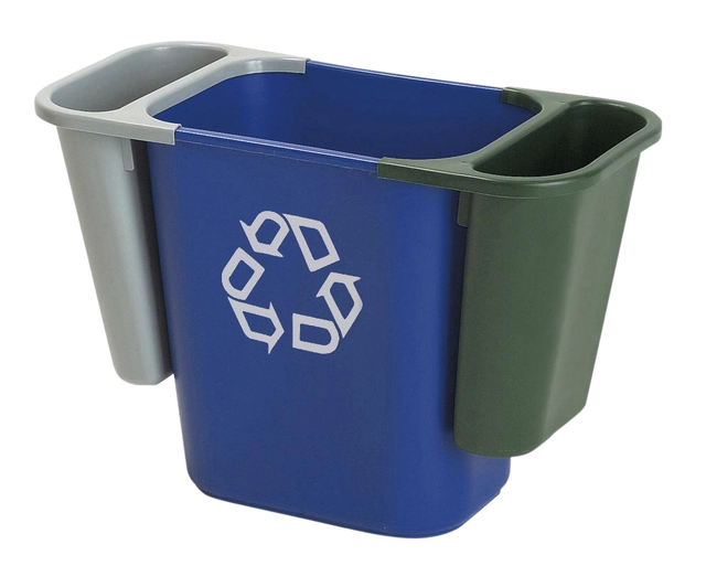 Een Papierbak Rubbermaid recycling medium 26L blauw koop je bij VHK Kantoorartikelen