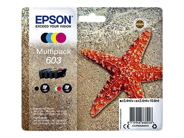 Een Inktcartridge Epson 603 T03U6 zwart + 3 kleuren koop je bij Hoekmankantoorartikelen.nl