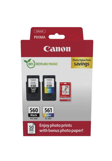 Een Inktcartridge Canon PG-560 CL-561 zwart + kleur koop je bij VHK Kantoorartikelen