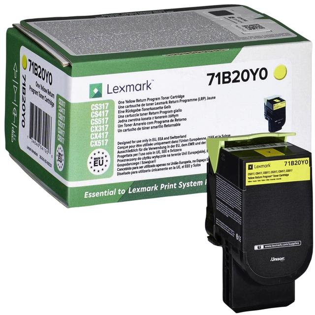 Een Tonercartridge Lexmark 71B20Y0 geel koop je bij VHK Kantoorartikelen