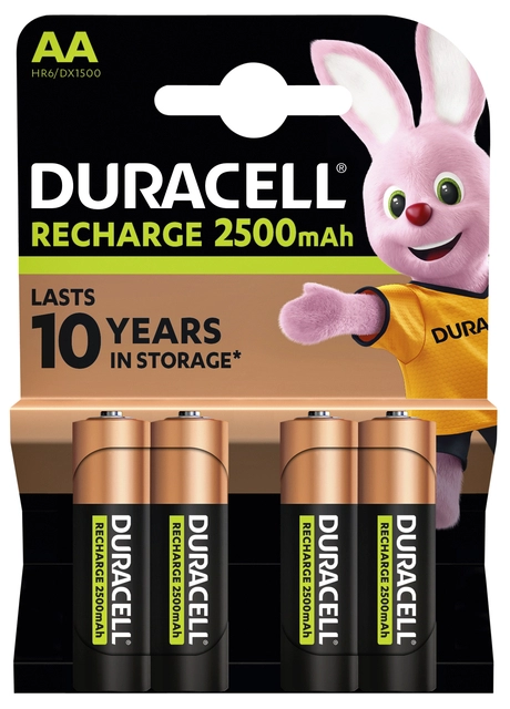 Een Batterij oplaadbaar Duracell 4xAA 2500mAh Ultra koop je bij VHK Kantoorartikelen