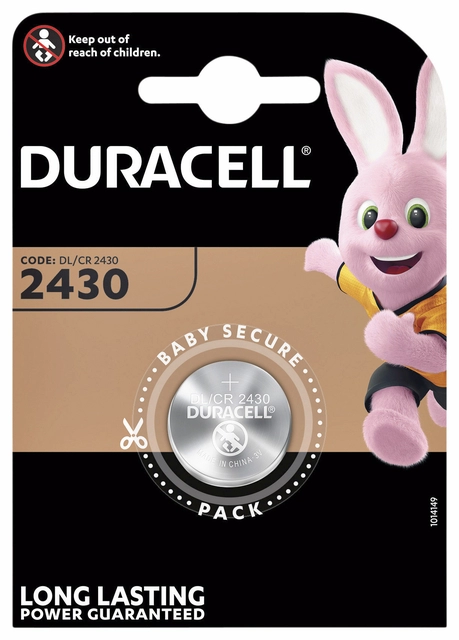 Een Batterij Duracell knoopcel 1xCR2430 lithium Ø24mm 3V-280mAh koop je bij Hoekmankantoorartikelen.nl