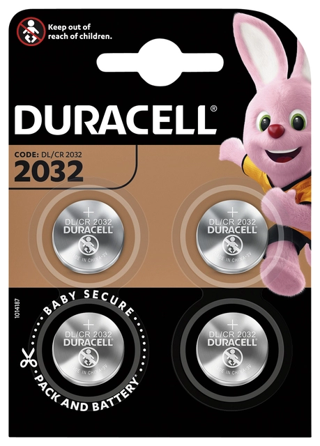 Een Batterij Duracell knoopcel 4xCR2032 lithium Ø20mm 3V-180mAh koop je bij Hoekmankantoorartikelen.nl