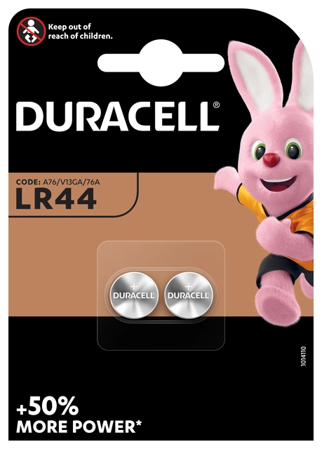 Een Batterij Duracell knoopcel 2xLR44 alkaline Ø11,6mm 2 stuks koop je bij Hoekmankantoorartikelen.nl