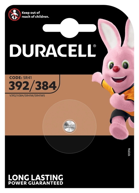 Een Batterij Duracell knoopcel 1x392/384 alkaline Ø7,9mm 1,5V-45mAh koop je bij VHK Kantoorartikelen