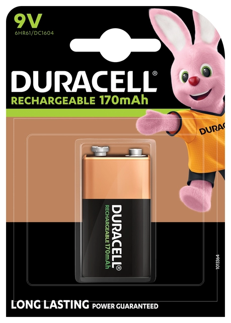 Een Batterij oplaadbaar Duracell 1x9Volt 170mAh Plus koop je bij VHK Kantoorartikelen