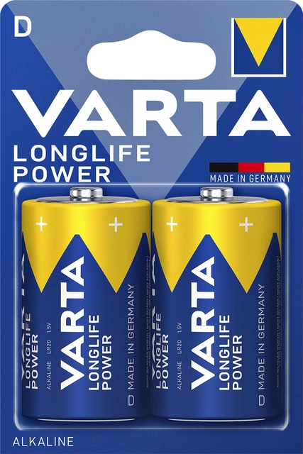 Een Batterij Varta Longlife Power 2xD koop je bij VHK Kantoorartikelen