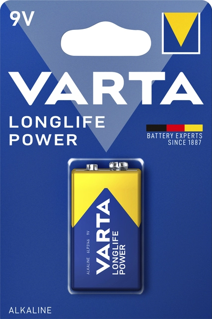 Een Batterij Varta Longlife Power 9Volt koop je bij VHK Kantoorartikelen