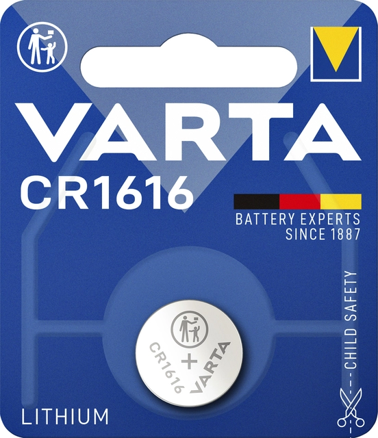 Een Batterij Varta knoopcel CR1616 lithium blister à 1stuk koop je bij Hoekmankantoorartikelen.nl