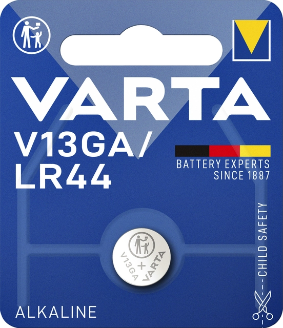 Een Batterij Varta knoopcel V13GA alkaline blister à 1stuk koop je bij Hoekmankantoorartikelen.nl