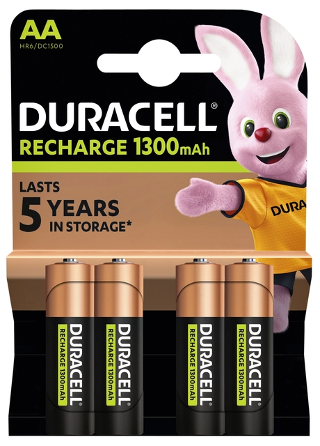 Een Batterij oplaadbaar Duracell 4xAA 1300mAh Plus koop je bij VHK Kantoorartikelen