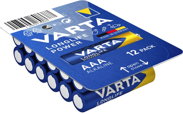 Een Batterij Varta Longlife Power big box 12xAAA koop je bij VHK Kantoorartikelen