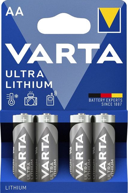 Een Batterij Varta Ultra lithium 4xAA koop je bij VHK Kantoorartikelen