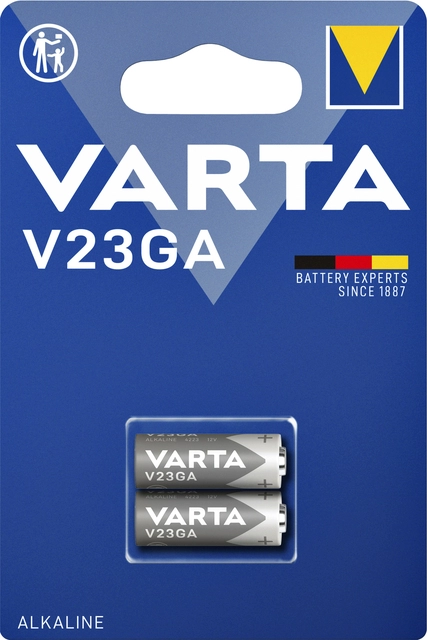 Een Batterij Varta V23GA alkaline blister à 2stuk koop je bij VHK Kantoorartikelen