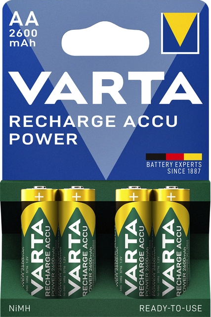 Een Batterij oplaadbaar Varta 4xAA 2600mAh ready2use koop je bij VHK Kantoorartikelen