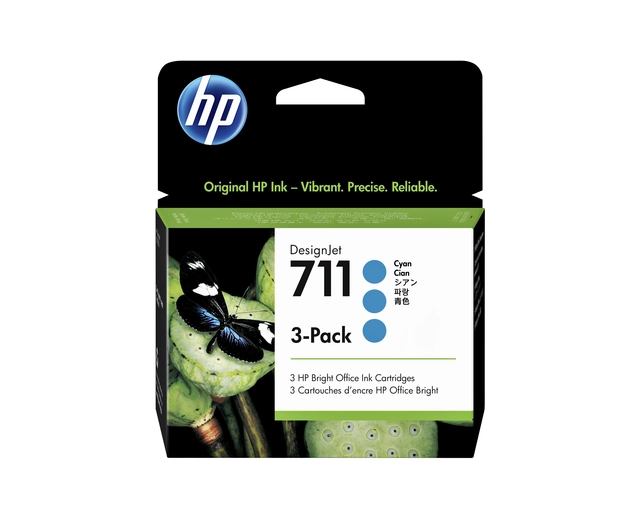 Een Inktcartridge HP CZ134A 711 blauw koop je bij VHK Kantoorartikelen