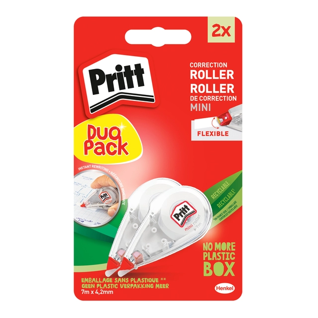 Een Correctieroller Pritt Mini Flex 4.2mmx7m blister à 2 stuks koop je bij VHK Kantoorartikelen