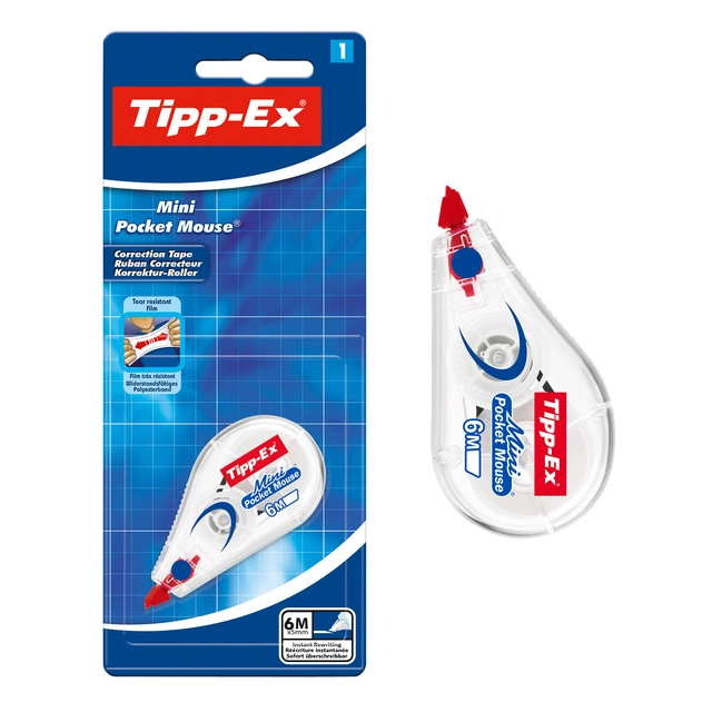 Een Correctieroller Tipp-ex mini pocket mouse 5mmx6m blister à 1 stuk koop je bij VHK Kantoorartikelen