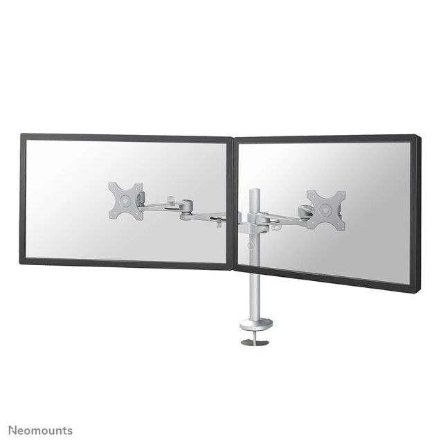 Een Monitorarm Neomounts D935DG 2x10-27" doorvoer zilvergrijs koop je bij VHK Kantoorartikelen