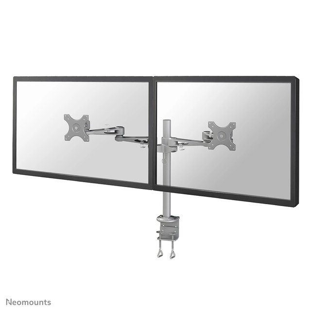 Een Monitorarm Neomounts D935D 2x10-27" met klem zilvergrijs koop je bij VHK Kantoorartikelen