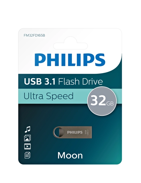 Een USB-stick 3.1 Philips Moon Space Grey 32GB koop je bij VHK Kantoorartikelen