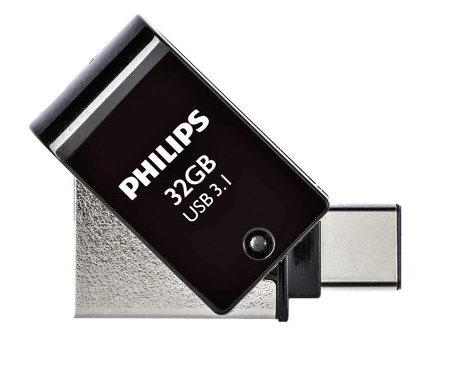 Een USB-stick 3.1 Philips USB-C 2-in-1 Midnight Black 32GB koop je bij VHK Kantoorartikelen