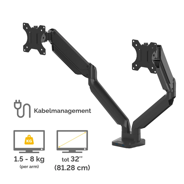 Een Monitorarm Fellowes Platinum Series dubbel horizontaal koop je bij VHK Kantoorartikelen