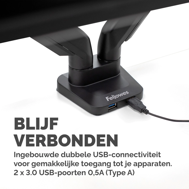 Een Monitorarm Fellowes Platinum Series dubbel horizontaal koop je bij VHK Kantoorartikelen