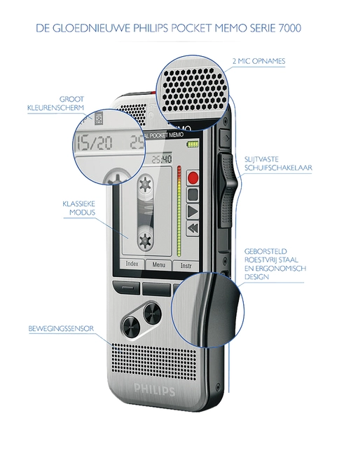 Een Dicteerapparaat Philips PocketMemo DPM7200 koop je bij VHK Kantoorartikelen