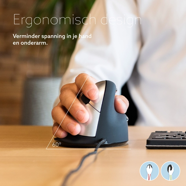 Een Muis R-Go Ergonomisch HE Break Draad Rechts M koop je bij Hoekmankantoorartikelen.nl