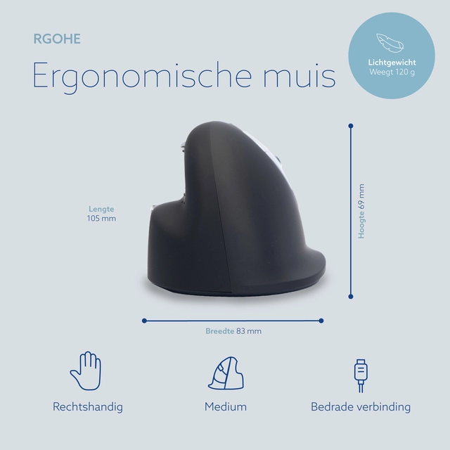 Een Muis R-Go Ergonomisch HE Break Draad Rechts M koop je bij Hoekmankantoorartikelen.nl