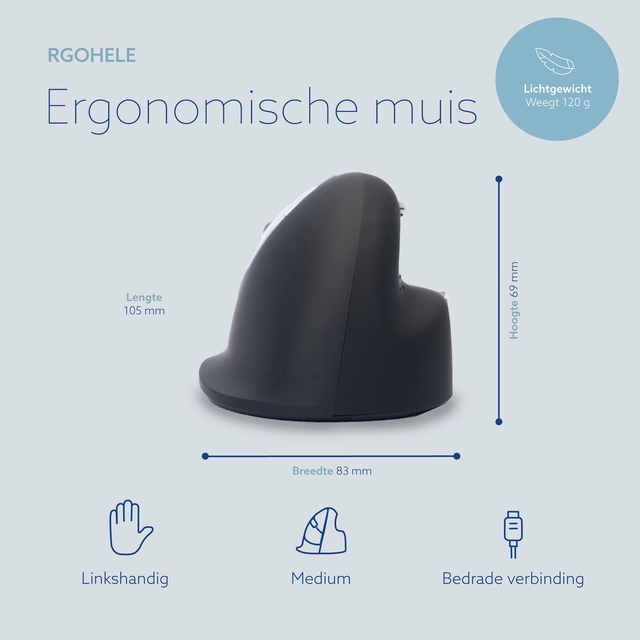 Een Muis R-Go Ergonomisch HE Break Draad Links M koop je bij Hoekmankantoorartikelen.nl