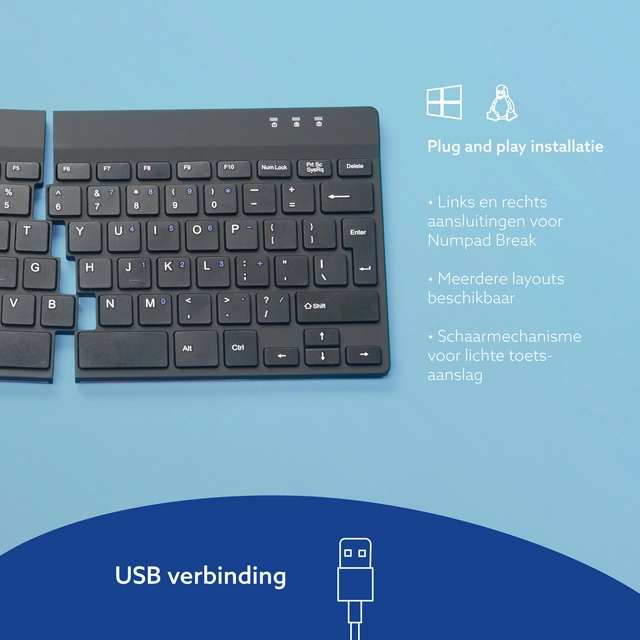 Een Toetsenbord R-Go Ergonomisch Split Break QWERTY koop je bij VHK Kantoorartikelen