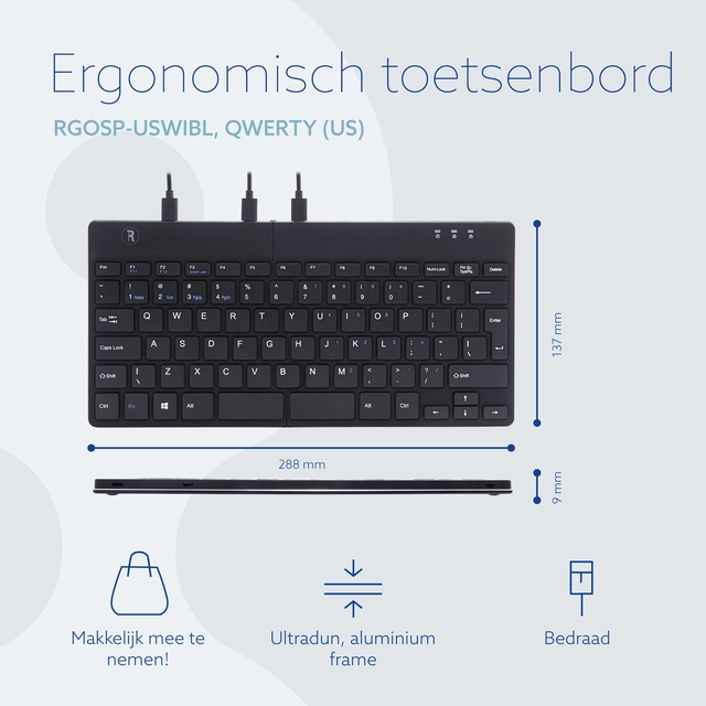 Een Toetsenbord R-Go Ergonomisch Split Break QWERTY koop je bij VHK Kantoorartikelen