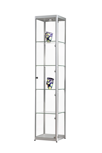 Een Vitrine SDB 115-400 zilver led mag 400x400x2000mm koop je bij VHK Kantoorartikelen