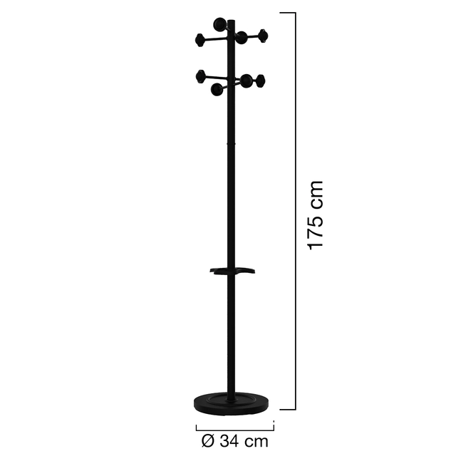 Een Kapstok Unilux Accueil staand zwart koop je bij VHK Kantoorartikelen