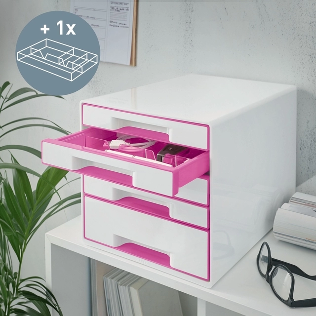 Een Ladenblok Leitz WOW 5 laden wit/roze koop je bij Sysdicom BV