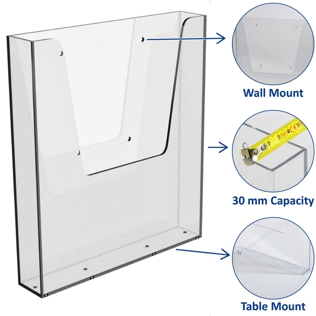 Een Folderhouder Europel wand A4 transparant koop je bij VHK Kantoorartikelen
