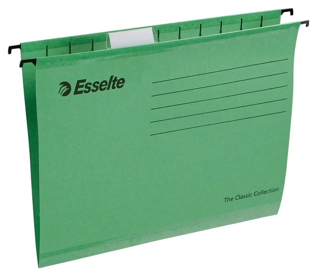 Een Hangmap Esselte Classic A4 V-bodem 345x240mm groen koop je bij Clippz! Office Supplies