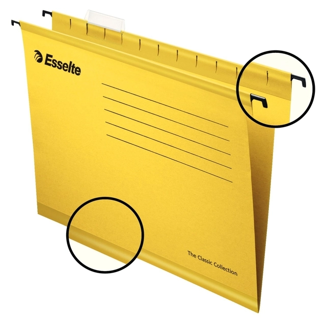 Een Hangmap Esselte Classic folio V-bodem 382x240mm geel koop je bij Company Supplies