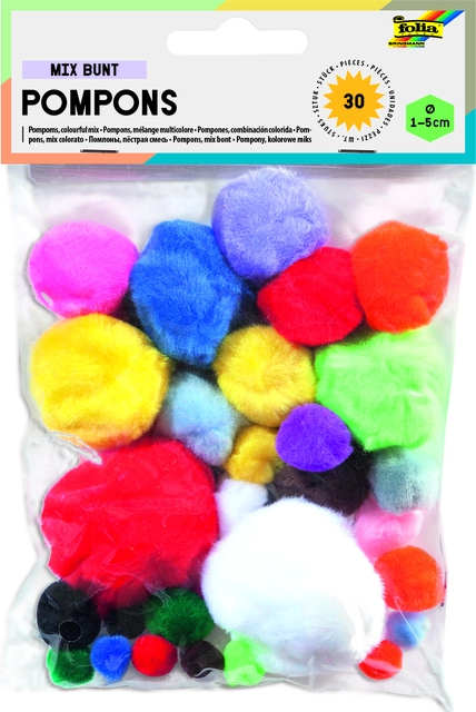 Een Pompon Folia 30 stuks diverse kleuren en afmetingen 30 stuks koop je bij Hoekmankantoorartikelen.nl