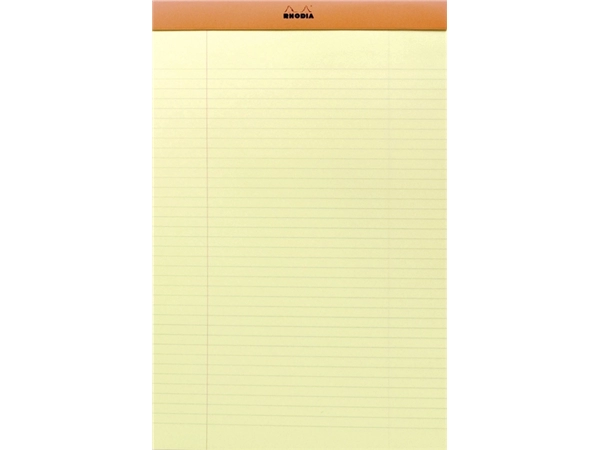 Een Schrijfblok Rhodia A4 lijn 80 vel 80gr geel koop je bij Continu Kantoor