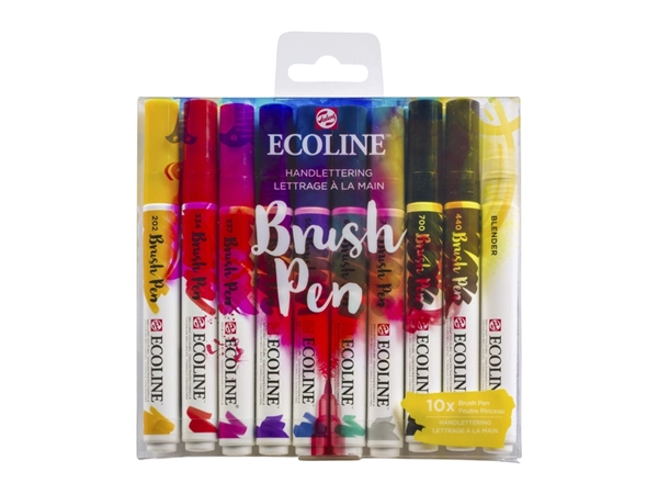 Een Brushpen Talens Ecoline Handlettering blister à 10 stuks assorti koop je bij VHK Kantoorartikelen