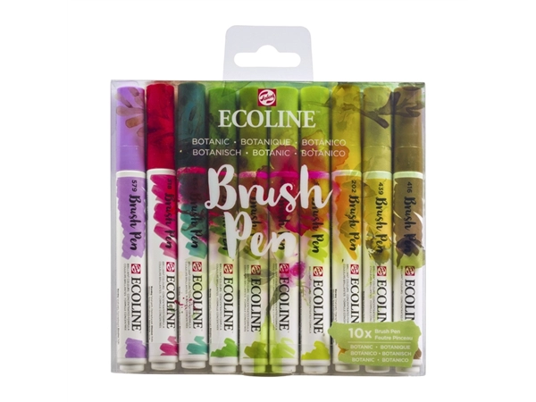 Een Brushpen Talens Ecoline set botanisch blister à 10 stuks assorti koop je bij VHK Kantoorartikelen