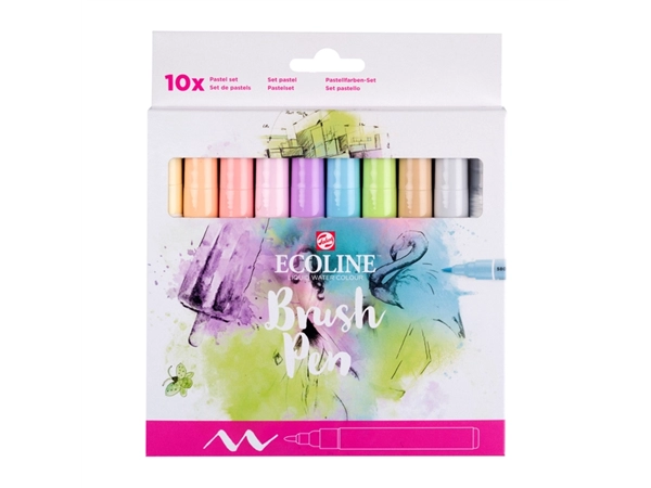 Een Brushpen Talens Ecoline Pastel blister à 10 stuks assorti koop je bij VHK Kantoorartikelen